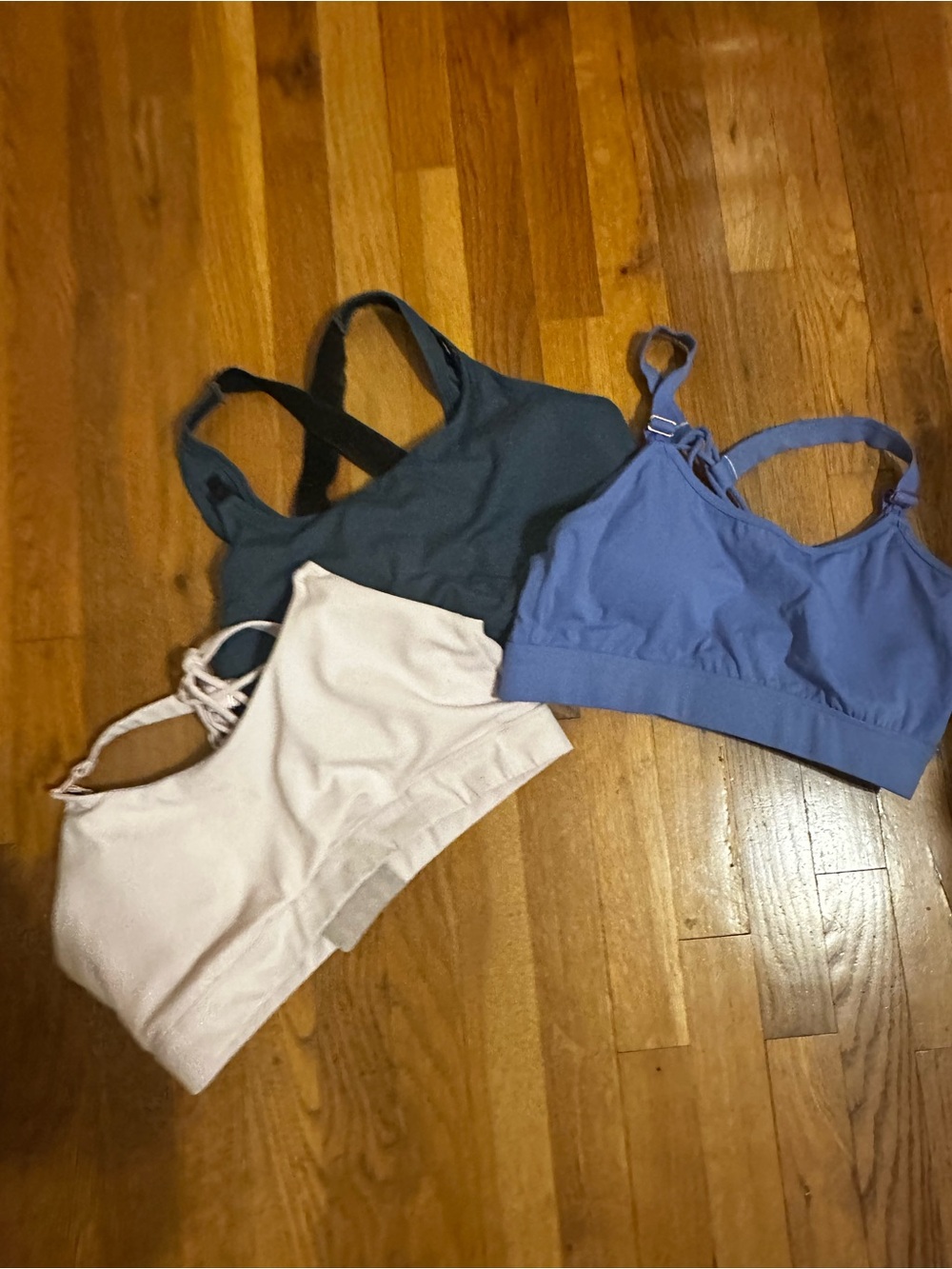 Women’s Seamless Sports Bras - Blue, Black, and Cream